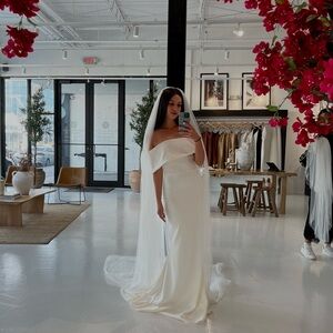 Grace Loves Lace Off-Shoulder Crepe Wedding Dress